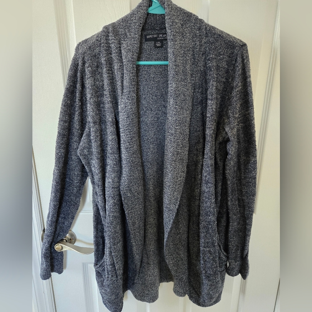 Barefoot Dreams CozyChic Lite Open Cardigan Blue L XL NWOT